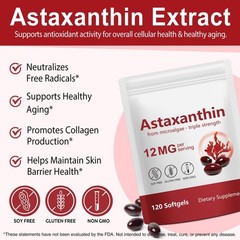 Astaxanthin 12mg Softgels – 240 Count, Antioxidant for Eye, Joint, Skin Health
