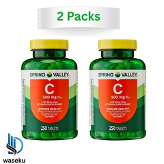 2 PK -Spring Valley Vitamin C Supplement with Rose Hips Tablets, 500 mg, 250 Ct.