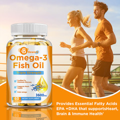 3600mg Omega 3 Fish Oil Capsules 3x Strength EPA & DHA, Highest Potency 60ct