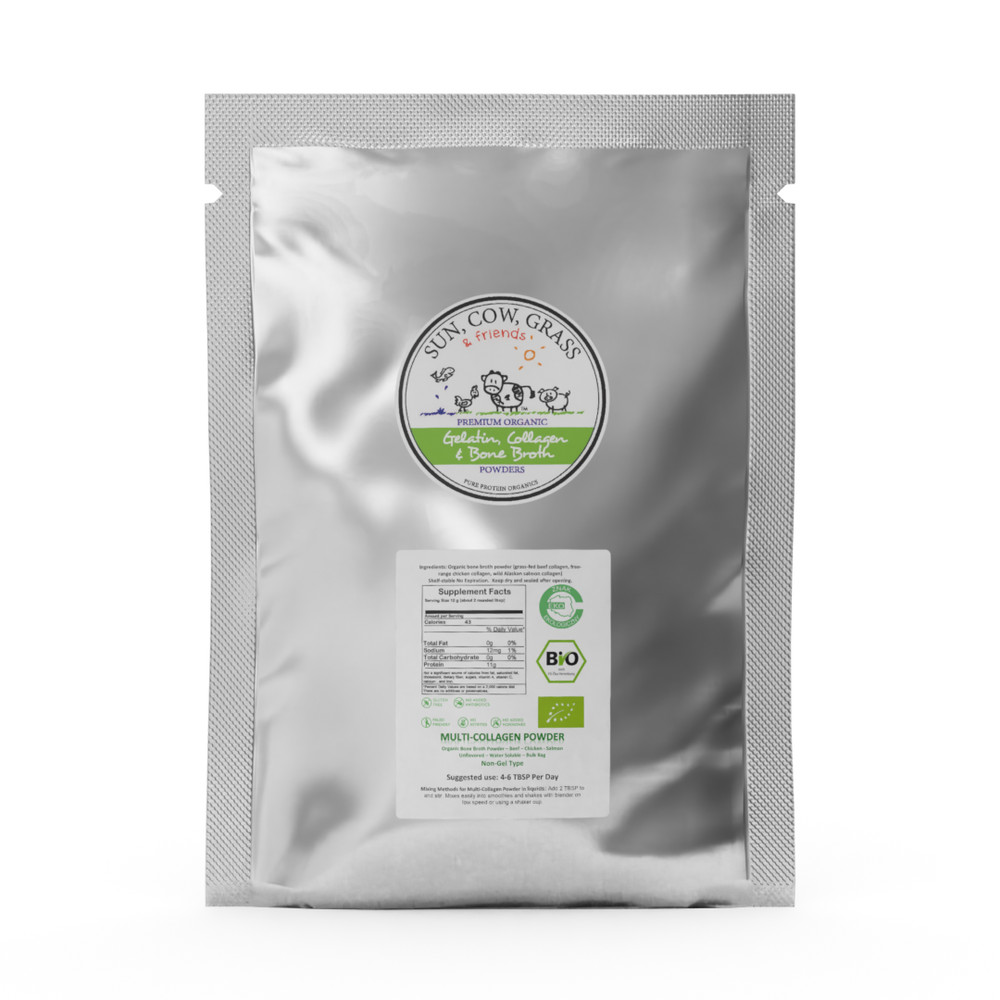Multi-Collagen Powder – Mixes with water – Pure Protein Organics 1KG- Grass-fed