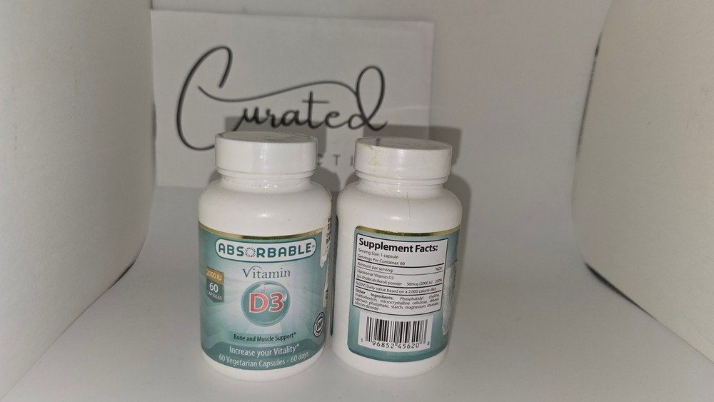 Absorbable Vitamin D3 2000 IU 60 Vegetarian Capsules Bone Exp 05/27