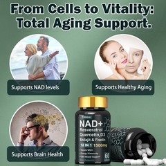 2x NAD+ Supplement 1500mg with Resveratrol | Cellular Health & Energy | 120 Caps