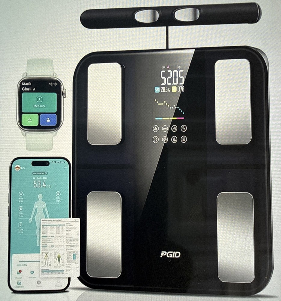 Smart Body Pod Scale, 8-Electrodes, BMI/MUSCLE/BIA/Full Body Comp, App, 400lb