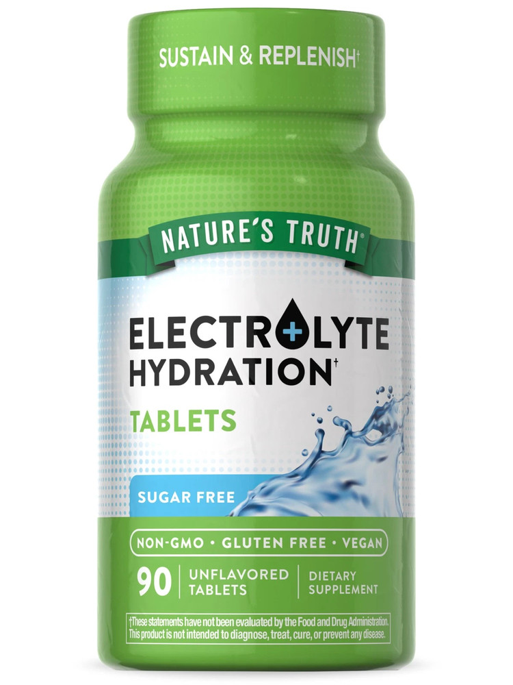 Nature’s Truth Electrolyte Hydration Tablets Sugar Free 90ct New 09/2026