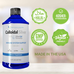 Colloidal Silver Liquid – 12 PPM Premium Silver Solution, 60 MCG per Serving, Al