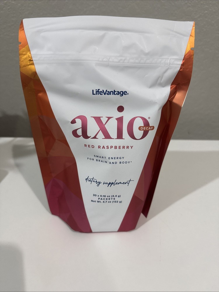 AXIO Decaf Smart Energy for Brain & Body: Red Raspberry 30 Packets – EXP 10/2027