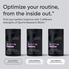 Vegan Biotin 10,000mcg Max Strength for Keratin Gluten Free 120 Veggie Softgels