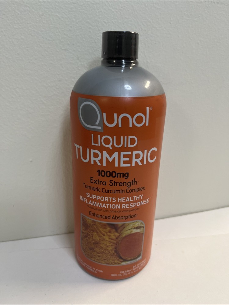 Qunol Liquid Turmeric Extra Strength 1000 mg Orange Flavor 30.4oz – Exp 09/27