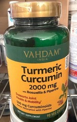 Vahdam Turmeric Curcumin 2000mg Boswellia + Piperine 90 Veg Caps Exp 02/28