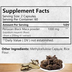 Black Maca Highest Potency Available 1000 mg Supports Desire and Stamina energy