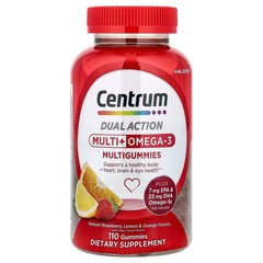 2 X Centrum, Multi + Omega-3 Multigummies, Natural Strawberry, Lemon & Orange,