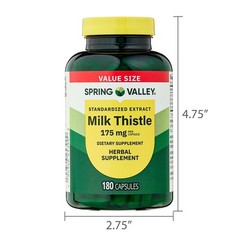 Spring Valley Milk Thistle Extract 175mg Supplement Capsules, 180 Count