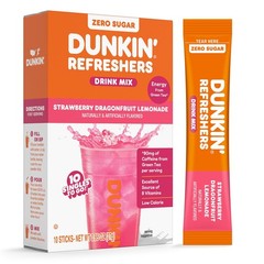 Dunkin’ Zero Sugar Refreshers Singles To Go Powdered drink mix packets, Straw…