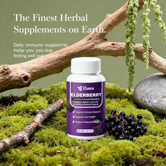 Elvera Organic Black Elderberry Soft Capsules (120Ct) – 3-In-1 Gut Support Compl