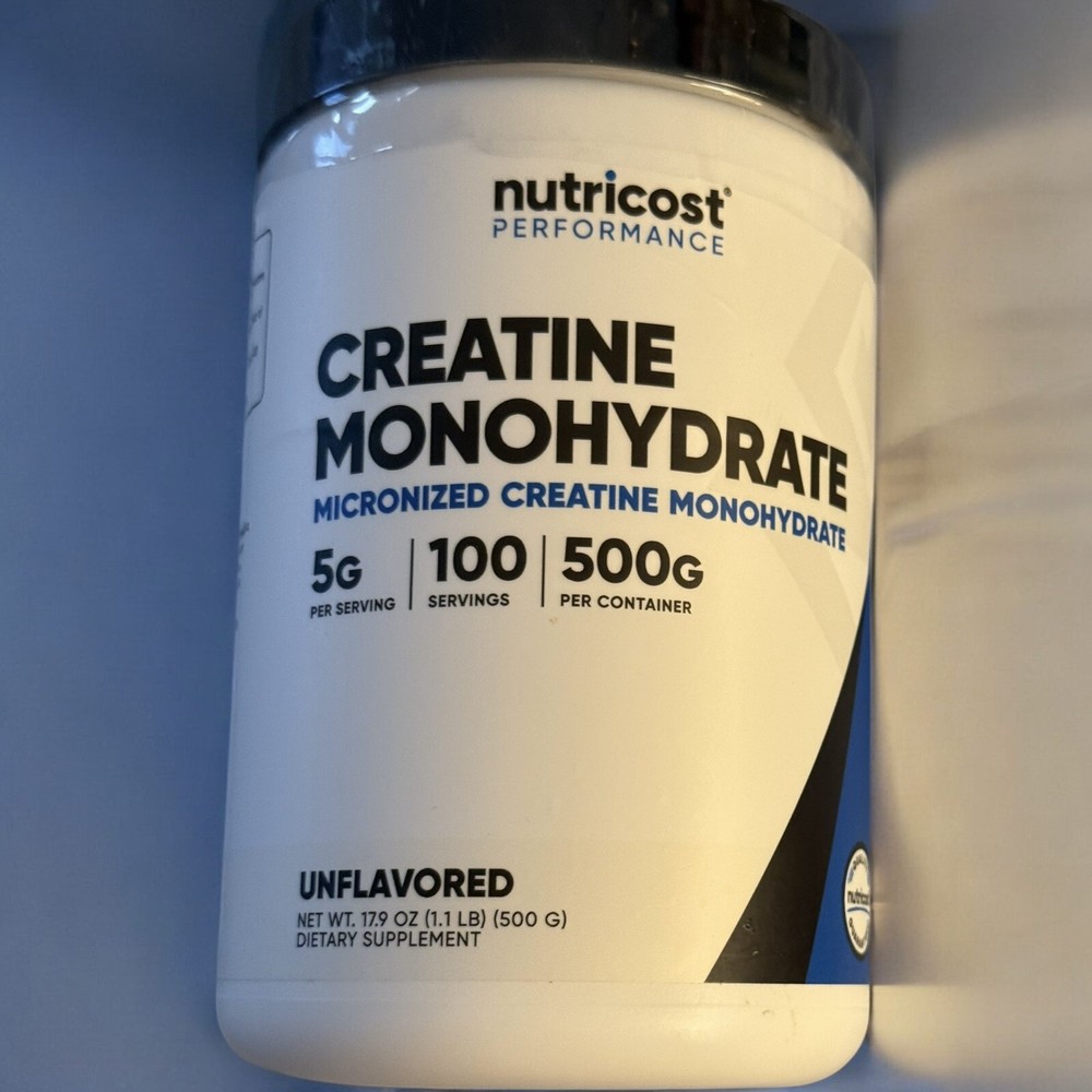 Nutricost Creatine Monohydrate Unflavored Powder 500g 100serv EXP 4/2027