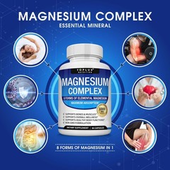 Magnesium Complex Supplement 8 Elemental 1000mg – Magnesium Glycinate, Citrate,