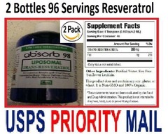 2 Bottles – ABSORB 98 LIPOSOMAL TRANS – RESVERATROL “96 SERVINGS” ORGANIC 2024