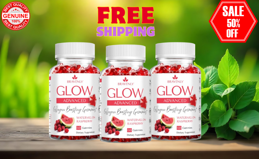 3 BOTTLES BRAVENLY Glow Advanced Watermelon Raspberry 60(x3) Gummies- NEW SEALED