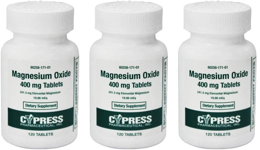 Cypress Magnesium Oxide 400mg Tablets 120ct (3 Pack)
