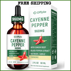 Cayenne Pepper Drops Supplements Liquid 960mg, Beet Root Powder, Turmeric,Ginger