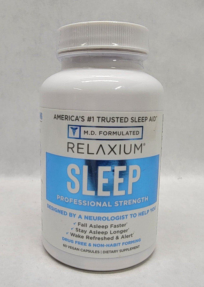 RELAXIUM Professional Strength Sleep Supplement – 60 Capsules – Exp 06/28 – New