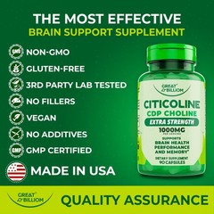 Citicoline CDP Choline 1000mg – Extra Strength Brain Supplements for Memory a…