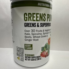 NUTRITION WORKS Greens Superfood Powder Drink Mix 9.88oz Berry Flavor Sugar Free