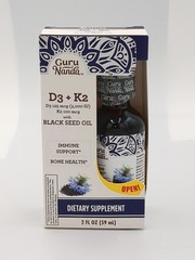 GuruNanda Cold Pressed Black Seed Oil with Vitamin D3 & K2