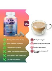 2BOTTLES-Brainista Yerba Magic:100%Pure Unsmoked Yerba Mate,75mg Caffeine,60Caps