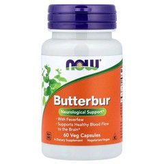 2 X NOW Foods, Butterbur With Feverfew, 60 Veg Capsules