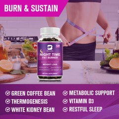 Night Time Fat Burner Supplement Weight Loss Appetite Suppressant Detox 60/120pc