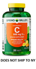 Spring Valley Vitamin C Chewable Tablets 500 mg, 200 Count – Immune Health