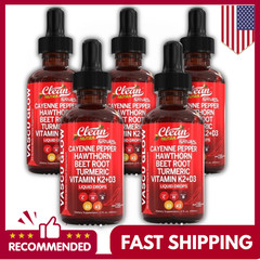 5pcs*60ML Cayenne Pepper Hawthorn Beet Root Turmeric Vitamin K2+D3 Liquid Drops