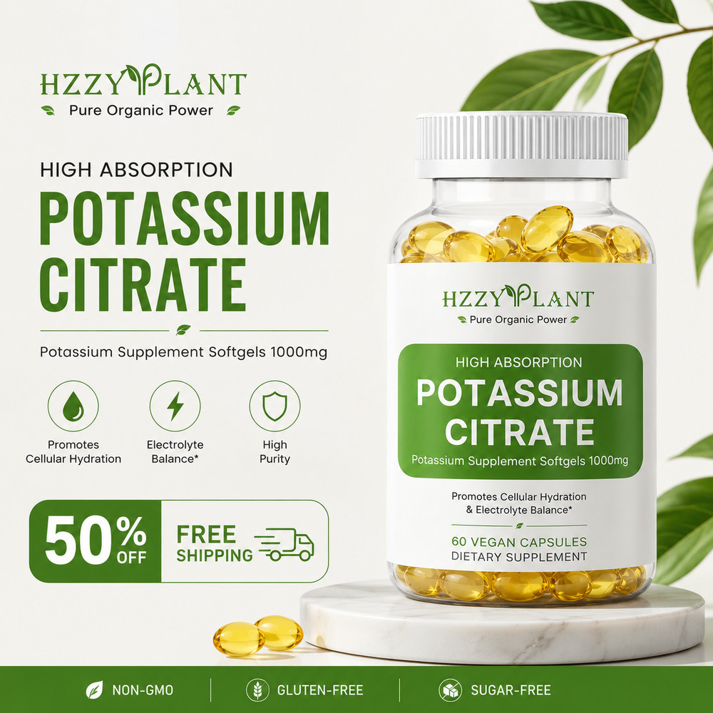 Potassium Supplement Softgels, High Absorption Potassium Citrate 1000Mg for Musc