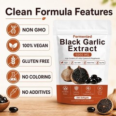 Odorless Fermented Black Garlic Extract – Vegan Immunity Support, Energy Boost,
