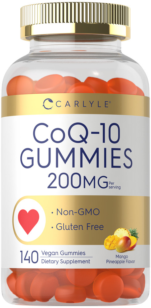 CoQ10 Gummies 200 mg | 140 Count | Mango Pineapple Flavor | Vegan | by Carlyle
