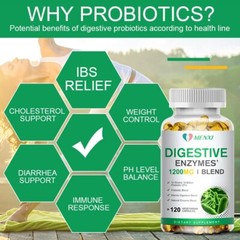 Prebiotic & Probiotics Gas,Constipation Bloating Relief Digestive Enzymes 1060mg