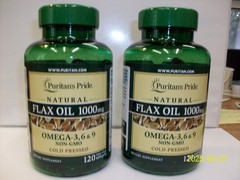 Flaxseed Oil Natural/Organic 1,000 mg Omega 3-6-9 (2 Btls.) 120 Softgels
