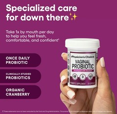 2 BOTTLES-Physician’s Choice Vaginal Probiotic 30Caps – pH Balance, Cranberry 6B