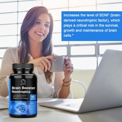 Brain Booster Nootropic Supplement Support Focus Energy Memory & Clarity 60 Caps