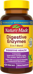 Nature Made Digestive Enzymes 5-in-1 Blend Gut Health 90 Chewable Tablets