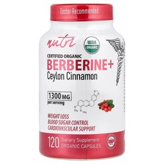 2 X Nutri, Organic Berberine+ Ceylon Cinnamon, 120 Organic Capsules