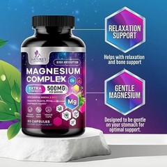 Magnesium Complex Supplement 500 mg – 5 in 1 High Absorption Chelated Magnesium