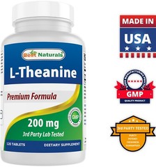 3 Pack Best Naturals L-Theanine 200 mg 120 Tablets