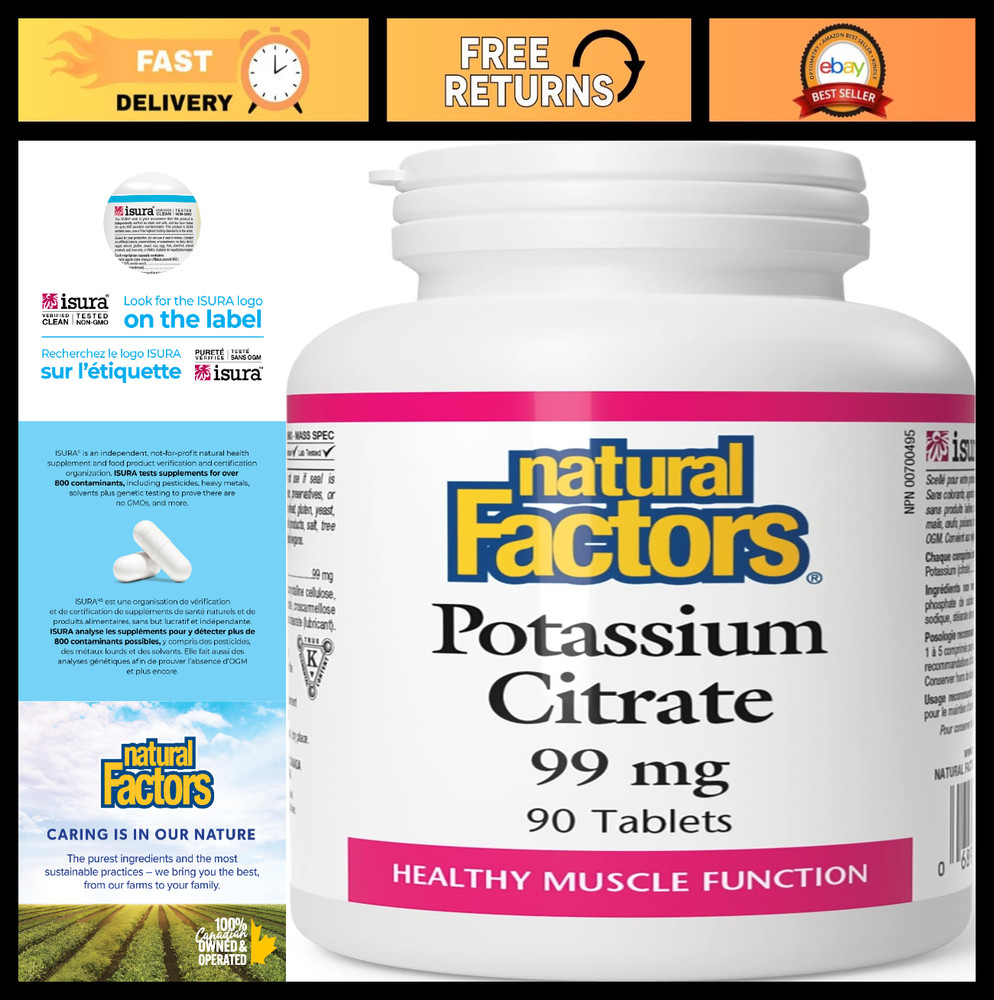 Potassium Citrate 99mg – Supports Muscle Function & Heart Health, 90 Capsules