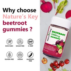 Nature’s Key 2000mg Beetroot Gummies– Heart Health, Blood Circulation Support