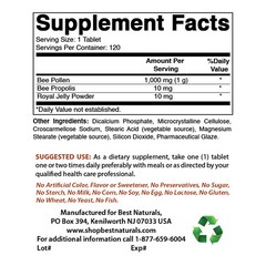 Best Naturals Bee Pollen Complex 1000 mg 120 Tablets, Healthy Metabolism