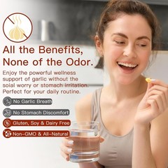 Odorless Garlic 7500mg Per Servings, 300 Softgels | 2 Years Aged Garlic Extra…