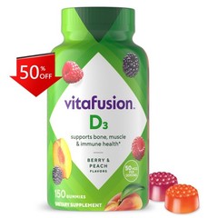 Vitafusion Vitamin D3 Gummy Vitamins – Peach, Blackberry and Strawberry – 150ct