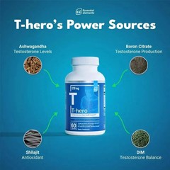 Essential Elements T-Hero Health Supplement Enhance Energy & Performance, 2 Pack